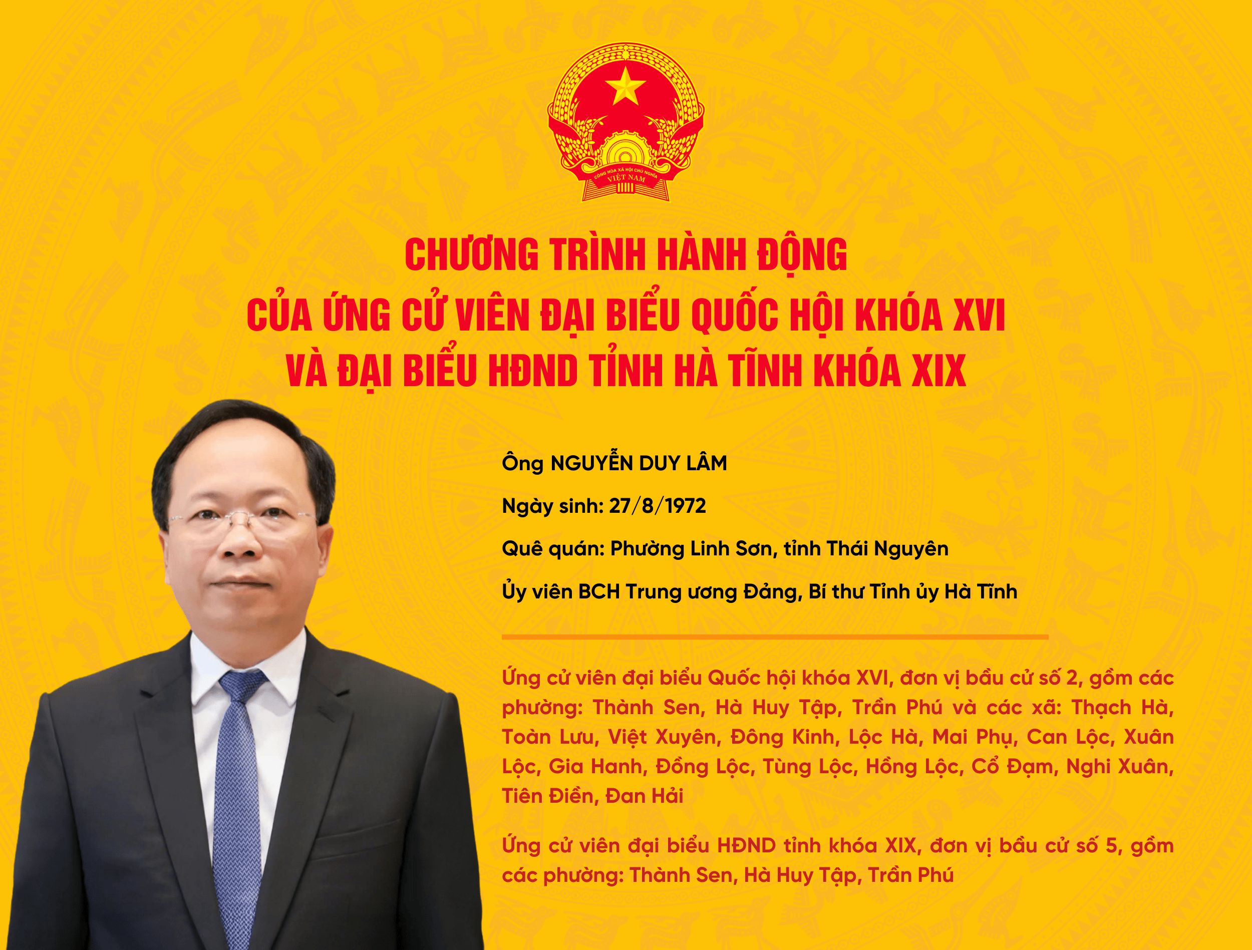 Chương trình hành động của ứng cử viên đại biểu Quốc hội khóa XVI và Đại biểu Hội đồng nhân dân tỉnh khóa XIX