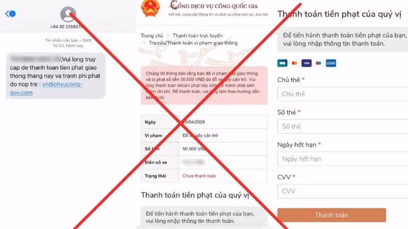 Cảnh giác với chiêu lừa đảo phạt nguội qua website giả mạo dịch vụ công