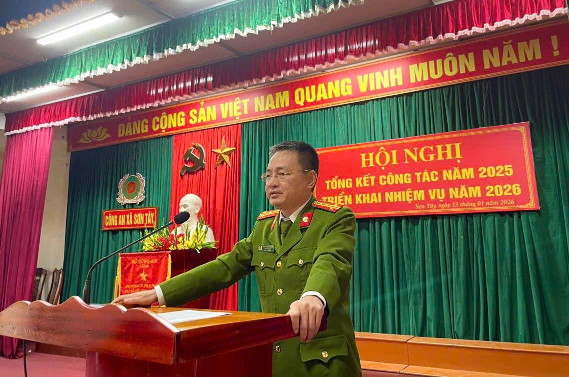 Công an xã Sơn Tây tổng kết công tác năm 2025, quyết tâm giữ vững an ninh trật tự năm 2026
