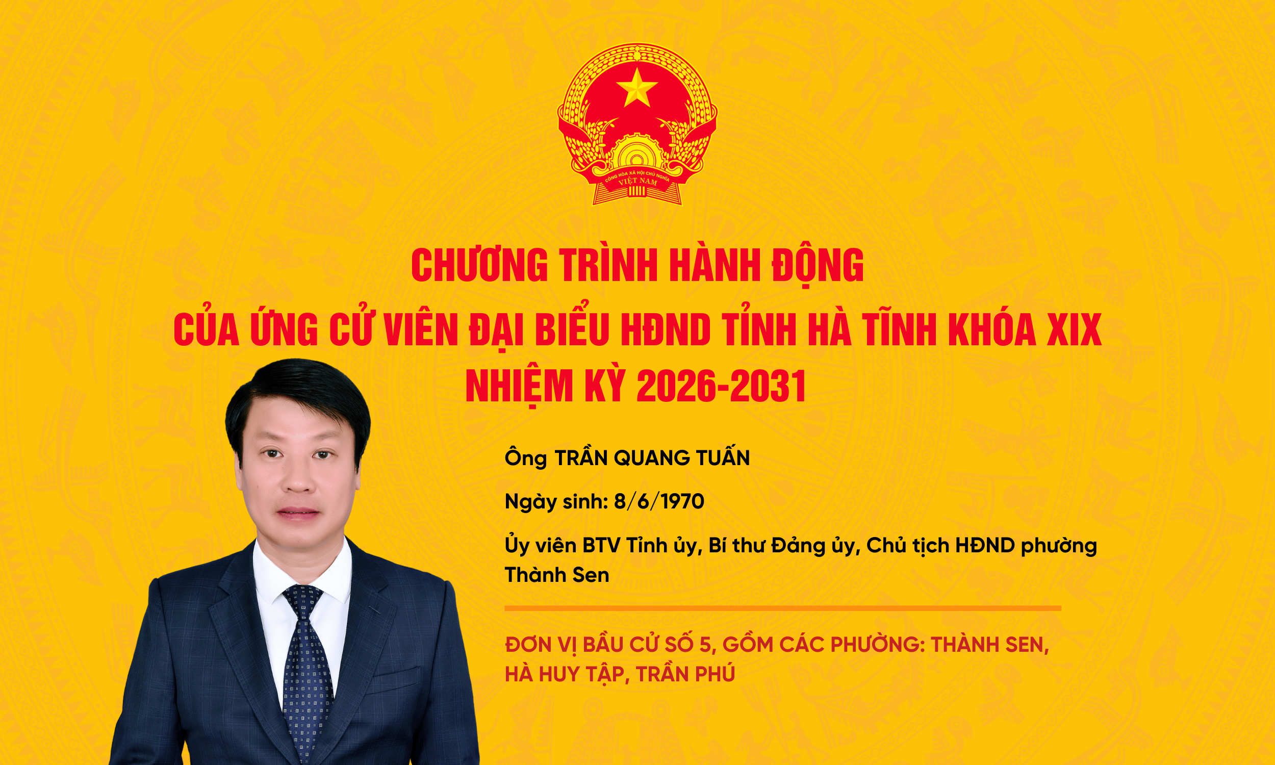  Chương trình hành động của ứng cử viên đại biểu HĐND tỉnh khoá XIX Trần Quang Tuấn