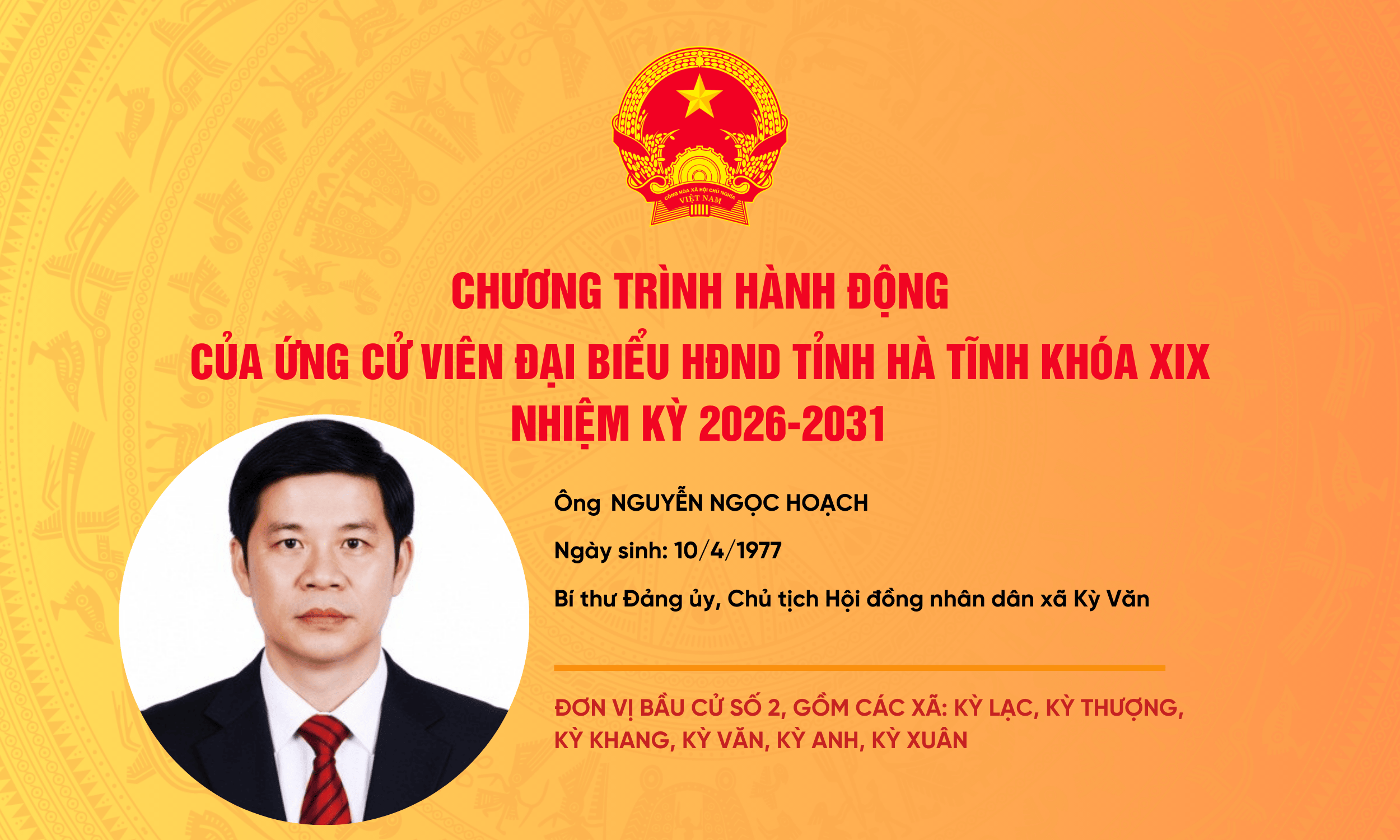 Chương trình hành động của ứng cử viên đại biểu Quốc hội khóa XVI và Đại biểu Hội đồng nhân dân tỉnh khóa XIX