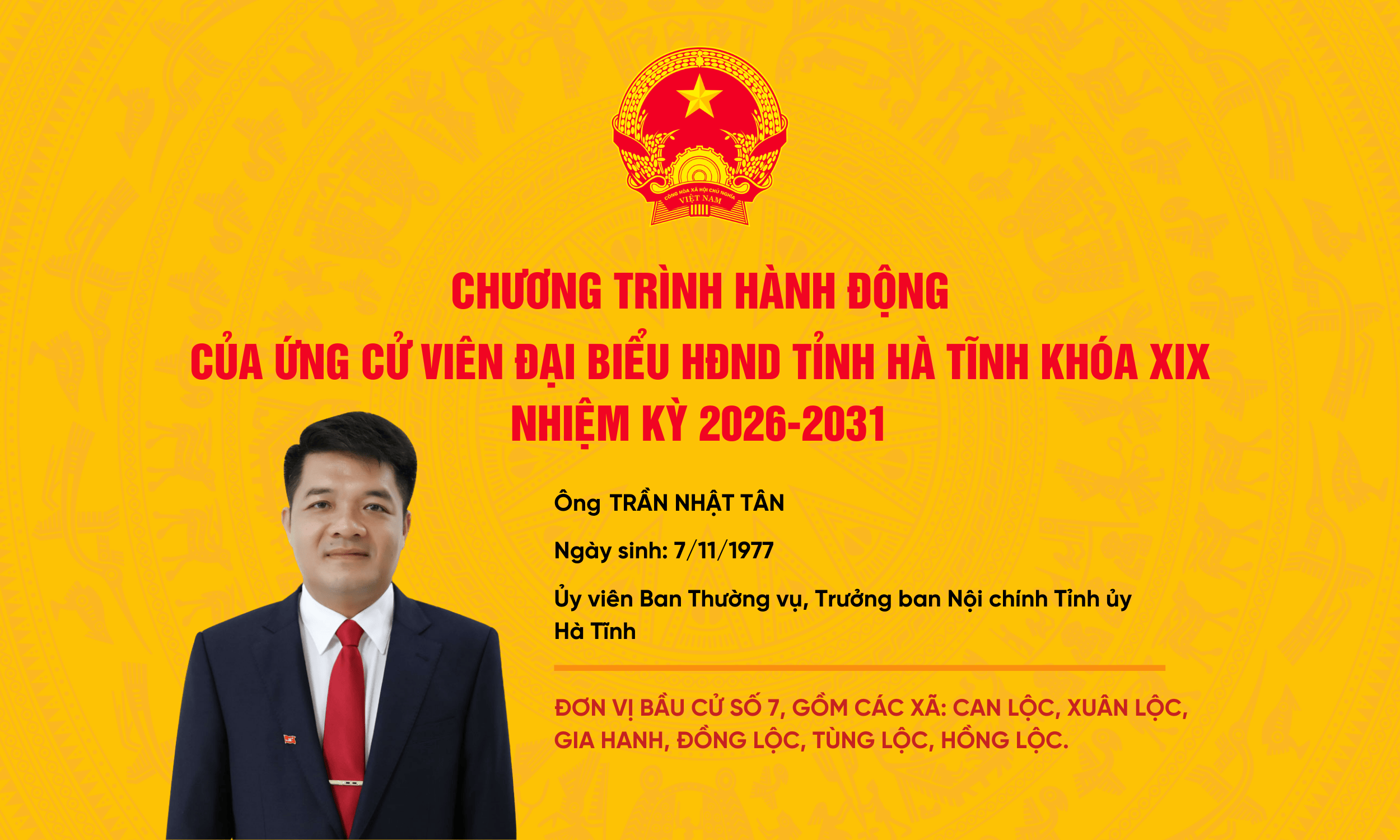 Chương trình hành động của ứng cử viên đại biểu HĐND tỉnh khóa XIX Trần Nhật Tân
