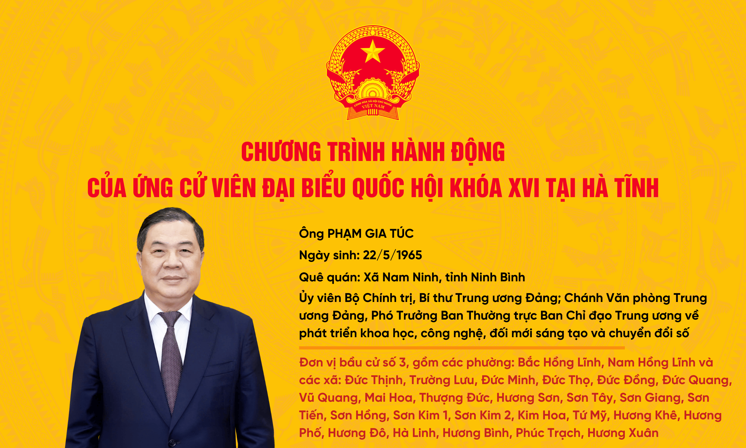 Chương trình hành động của ứng cử viên ĐBQH khóa XVI Phạm Gia Túc