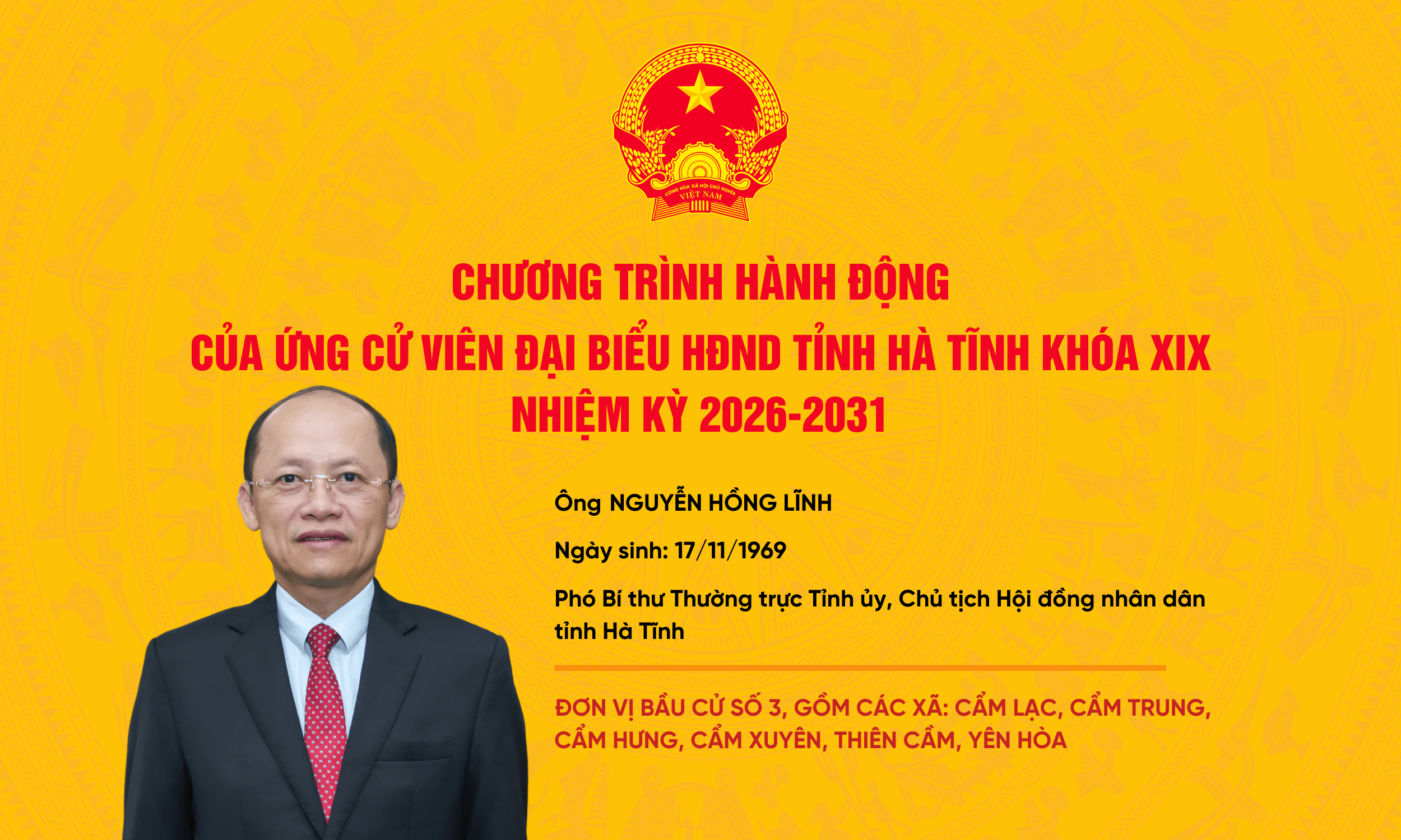 Chương trình hành động của ứng cử viên đại biểu HĐND tỉnh Nguyễn Hồng Lĩnh