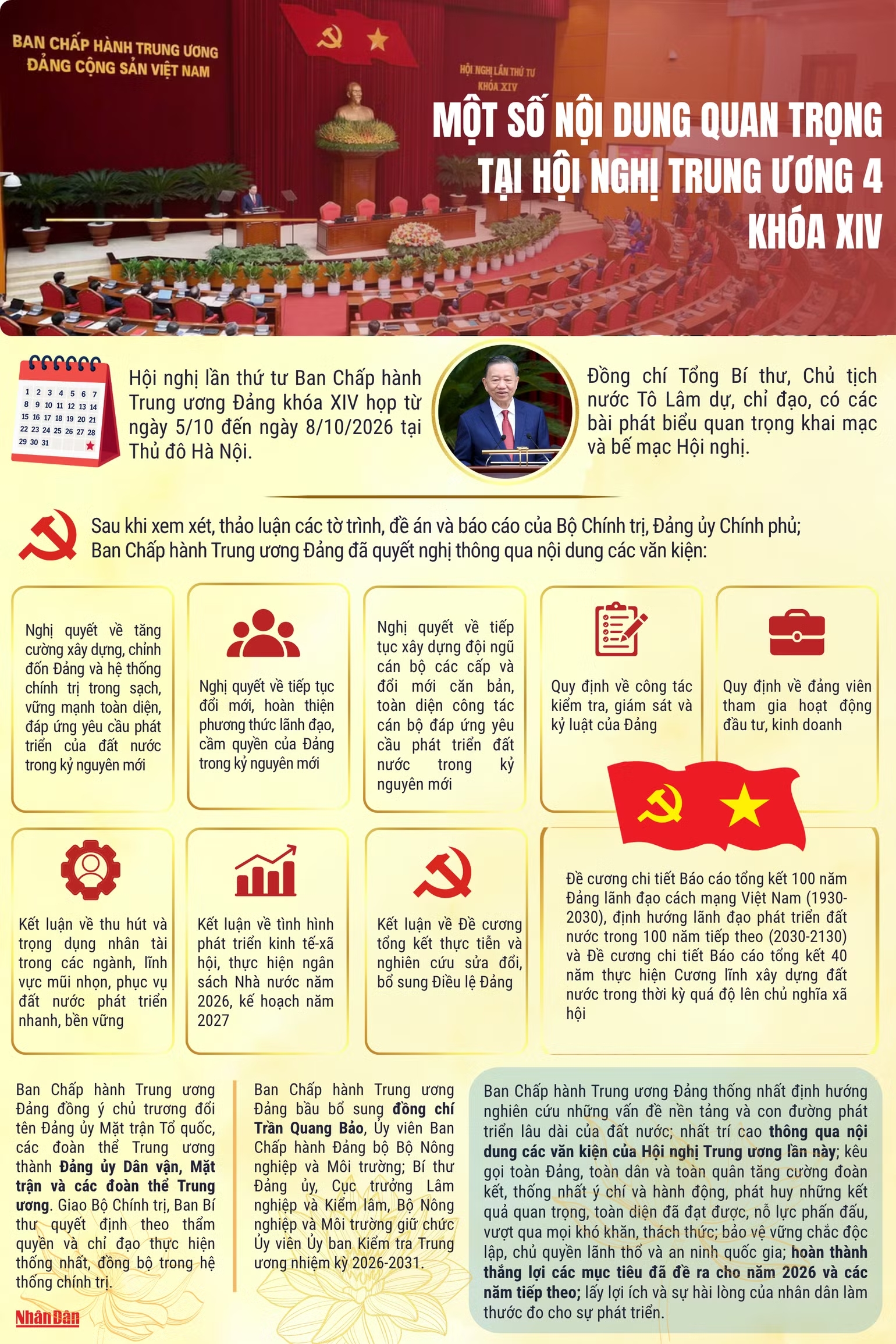 [Infographic] Một số nội dung quan trọng tại Hội nghị Trung ương 4 khóa XIV