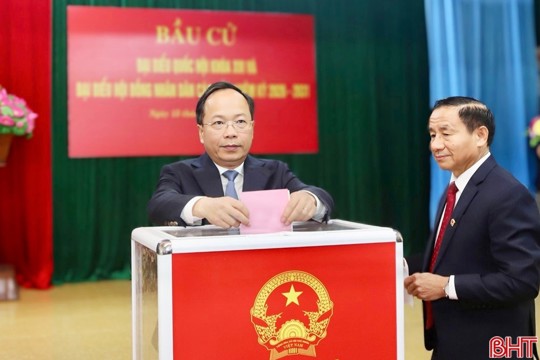 Bí thư Tỉnh ủy Nguyễn Duy Lâm bỏ phiếu bầu cử tại nơi cư trú