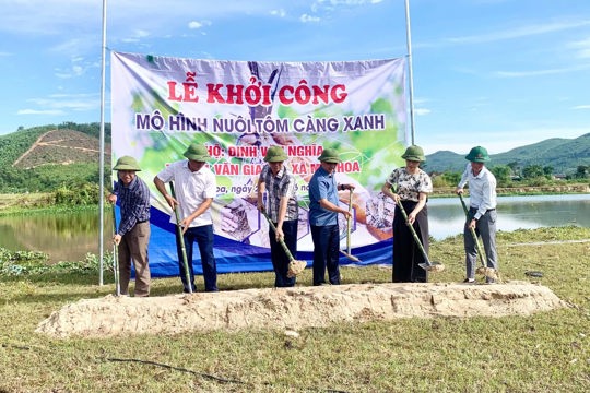 Xã Mai Hoa khởi công mô hình nuôi tôm càng xanh kết hợp du lịch trải nghiệm 