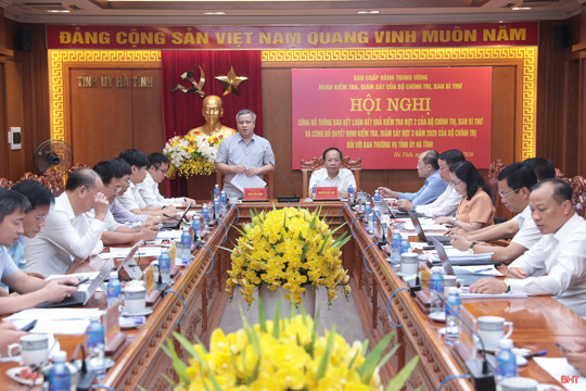 Triển khai kế hoạch kiểm tra, giám sát đợt 3 của Bộ Chính trị, Ban Bí thư đối với Ban Thường vụ Tỉnh ủy Hà Tĩnh