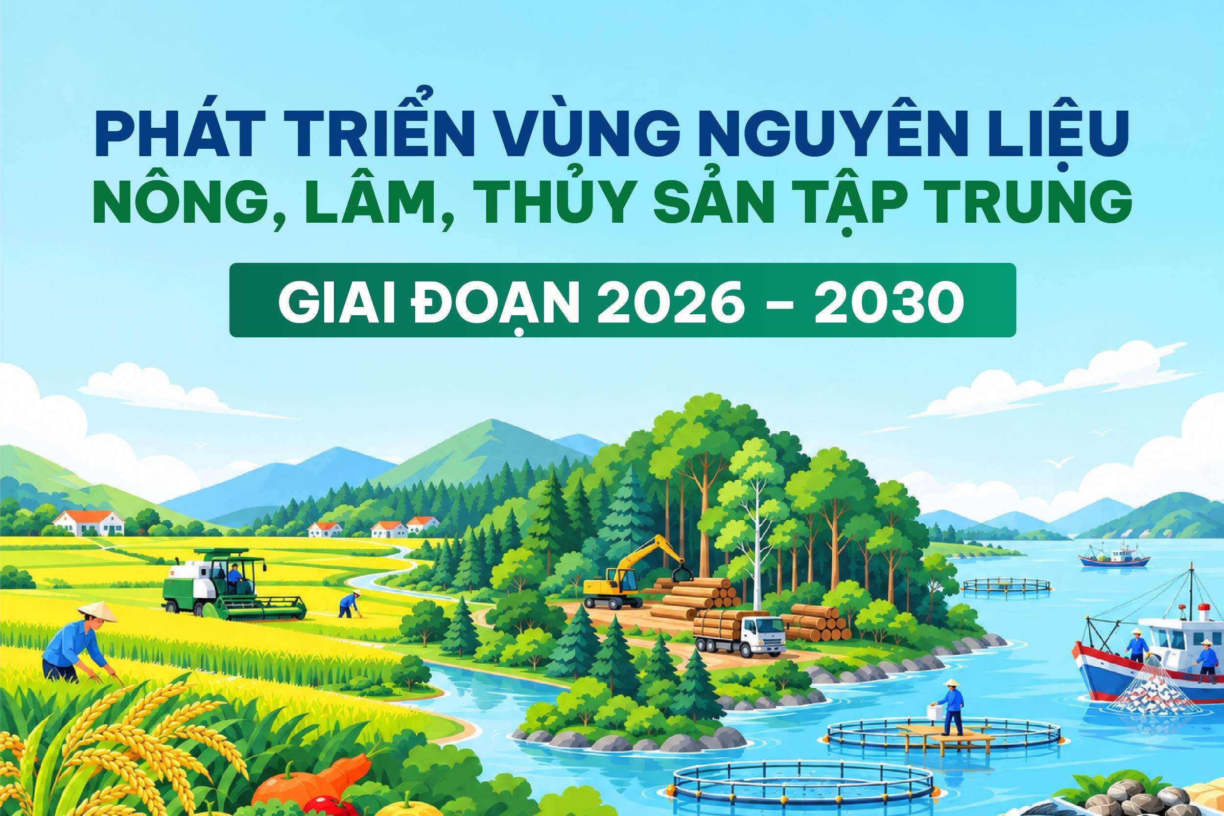 Tập trung xây dựng vùng nguyên liệu nông, lâm, thủy sản giai đoạn 2026–2030