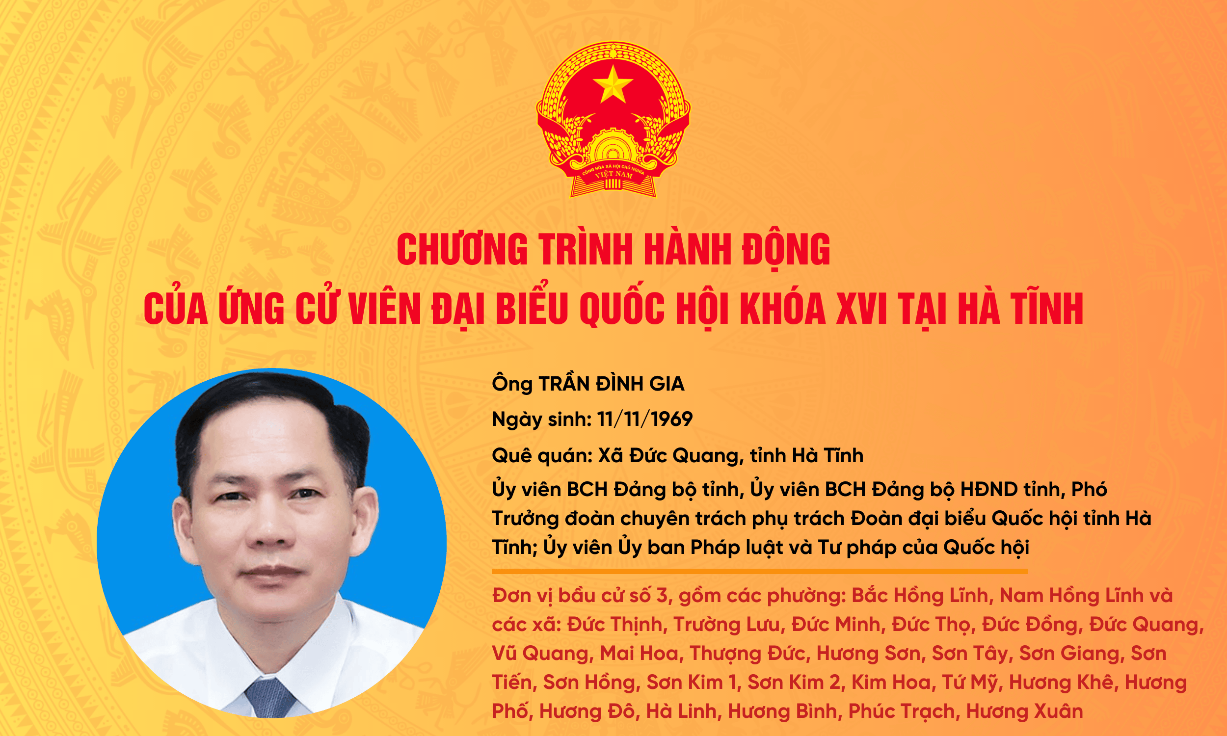 Chương trình hành động của ứng cử viên ĐBQH khóa XVI Trần Đình Gia