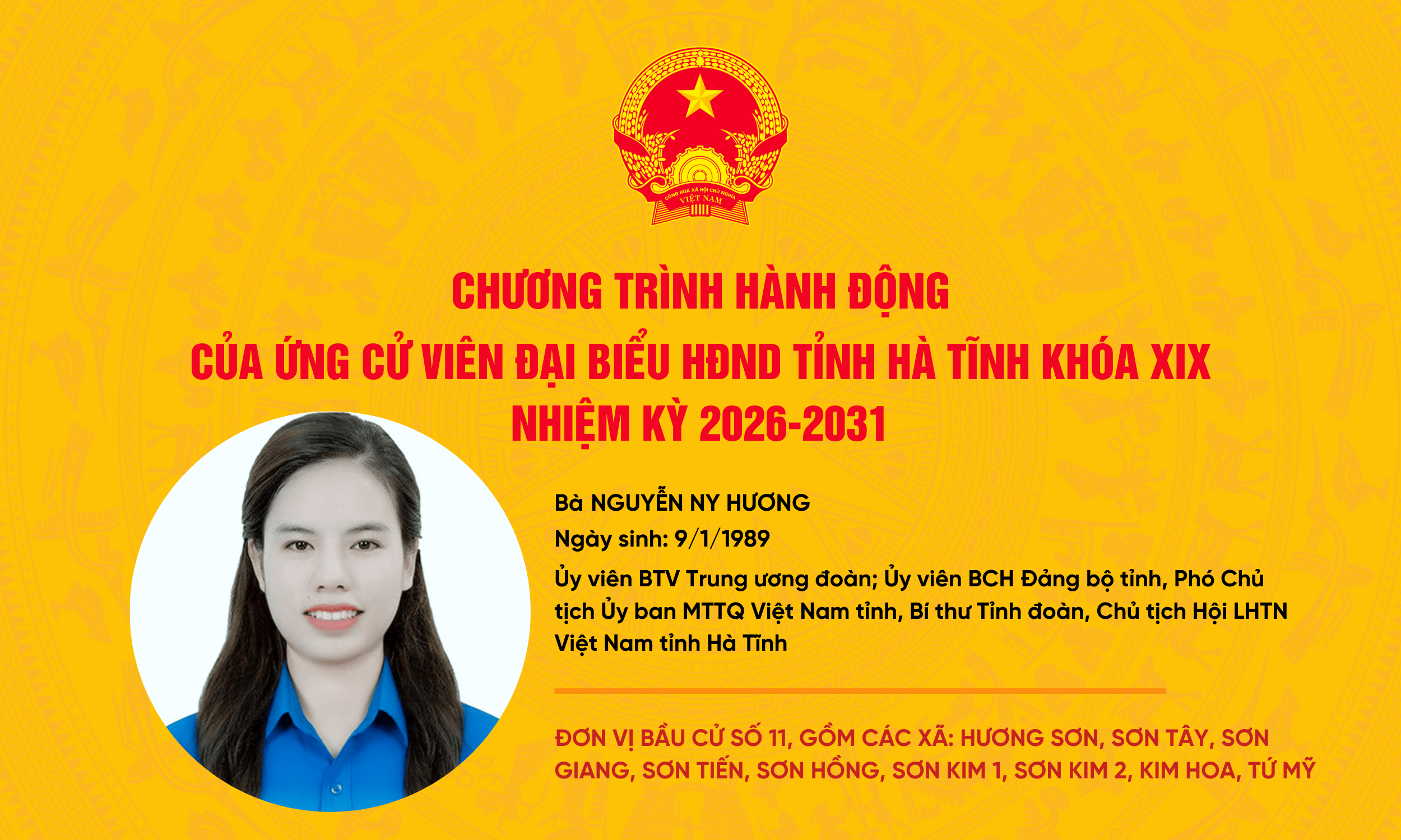 Chương trình hành động của ứng cử viên đại biểu HĐND tỉnh khóa XIX Nguyễn Ny Hương