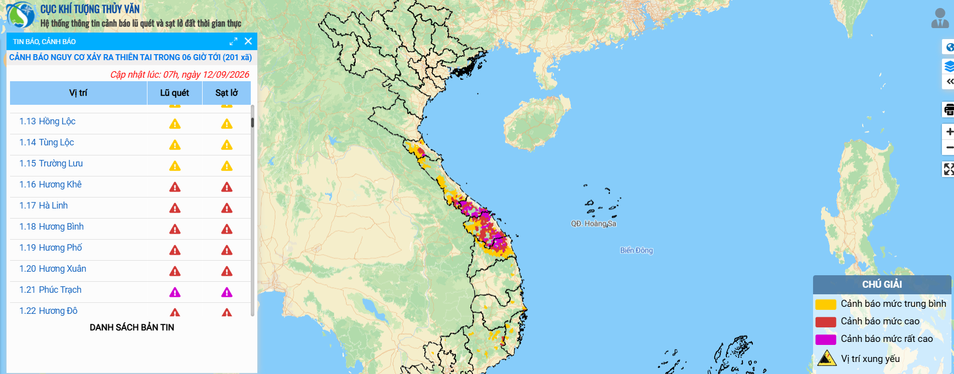 Cảnh báo nguy cơ lũ quét, sạt lở đất tại một số địa phương tại Hà Tĩnh