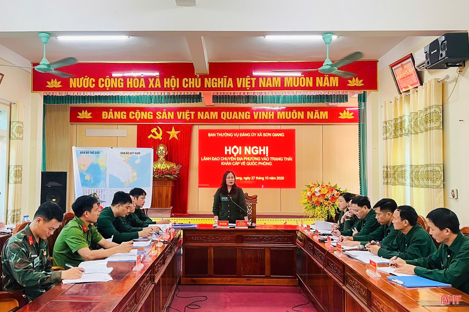Ban Thường vụ Đảng ủy xã Sơn Giang tổ chức hội nghị lãnh đạo chuyển lực lượng vũ trang từ trạng thái thường xuyên lên trạng thái sẵn sàng chiến đấu cao, chuyển địa phương vào trạng thái khẩn cấp về quốc phòng.
