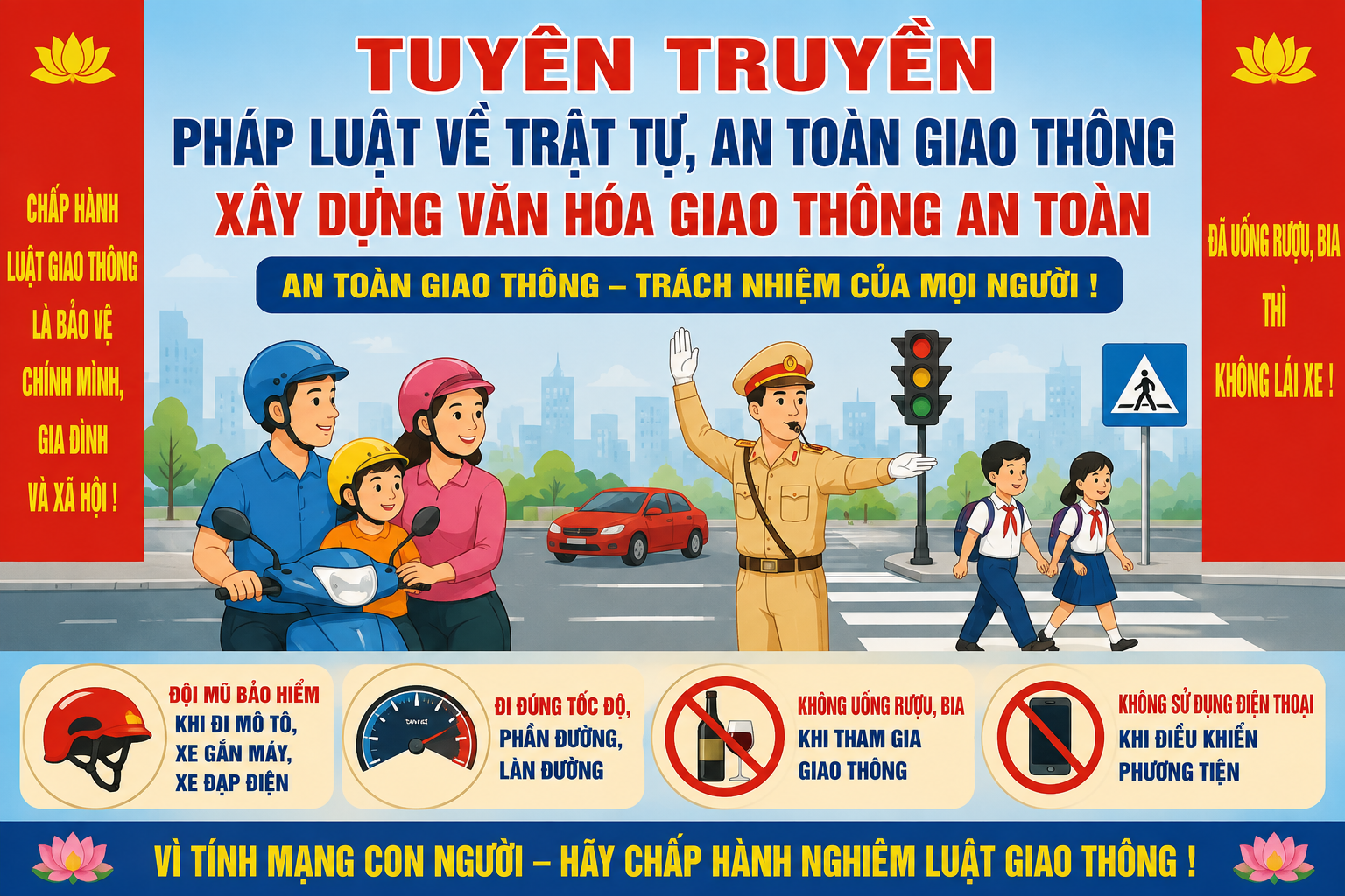 Xã Cẩm Lạc đẩy mạnh tuyên truyền, xây dựng văn hóa giao thông an toàn
