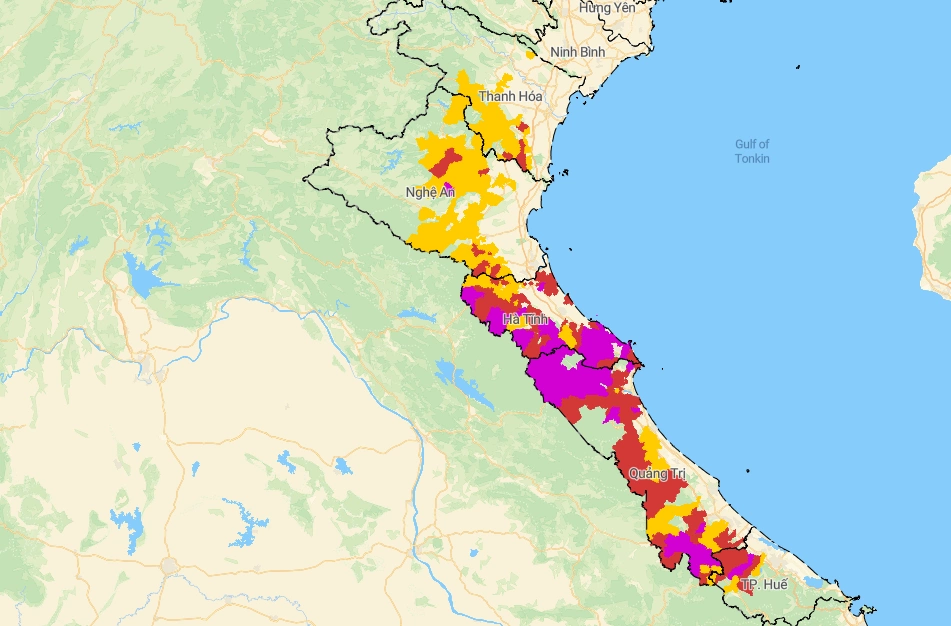 Mưa lớn dịch chuyển ra Bắc Bộ, Bắc Trung Bộ