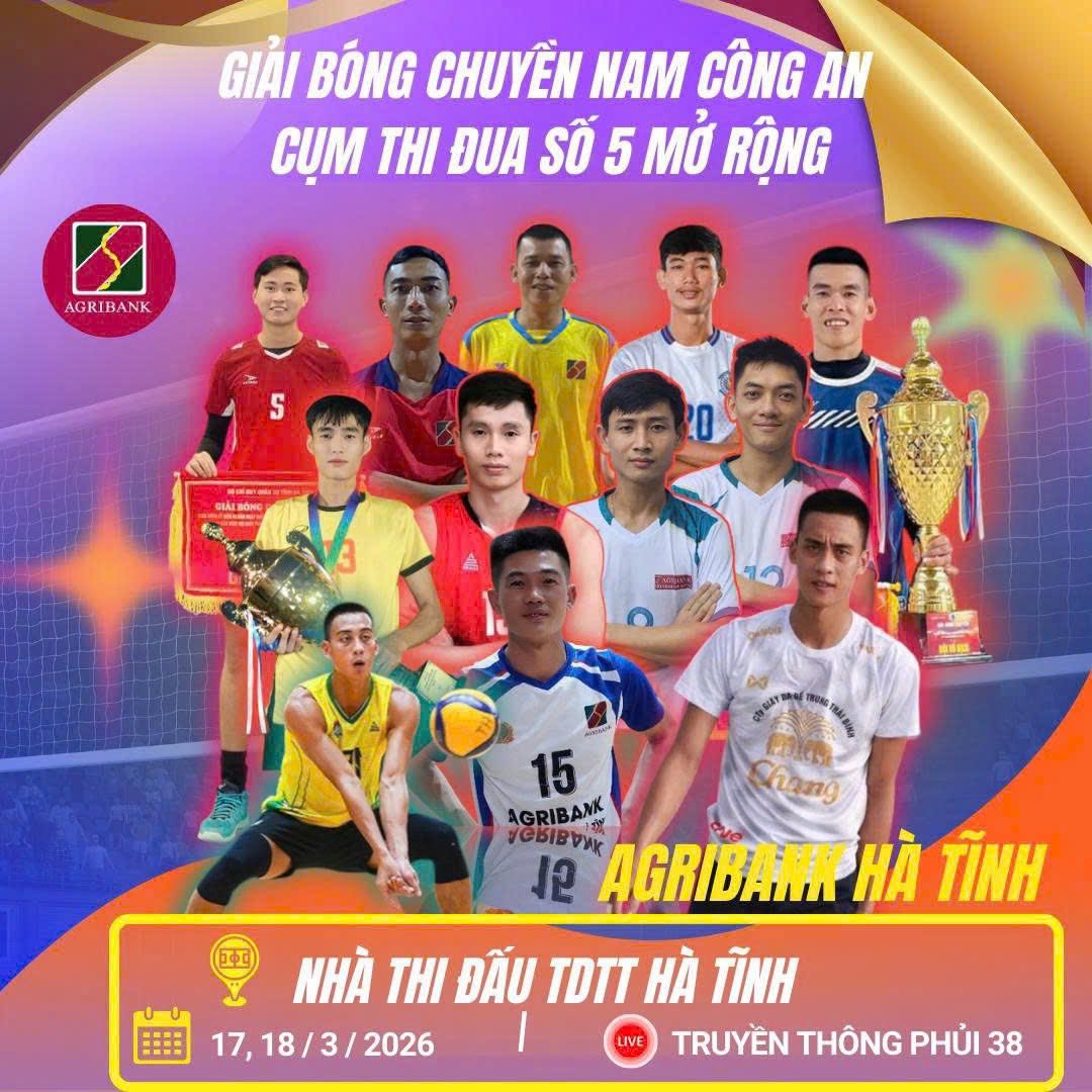 Sôi động Giải bóng chuyền nam Cụm thi đua số 5 mở rộng 2026 tại Hà Tĩnh