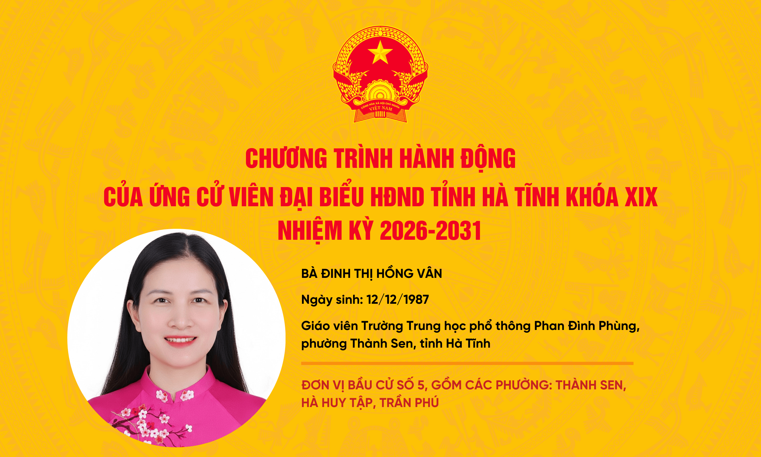 Chương trình hành động của ứng cử viên đại biểu Quốc hội khóa XVI và Đại biểu Hội đồng nhân dân tỉnh khóa XIX