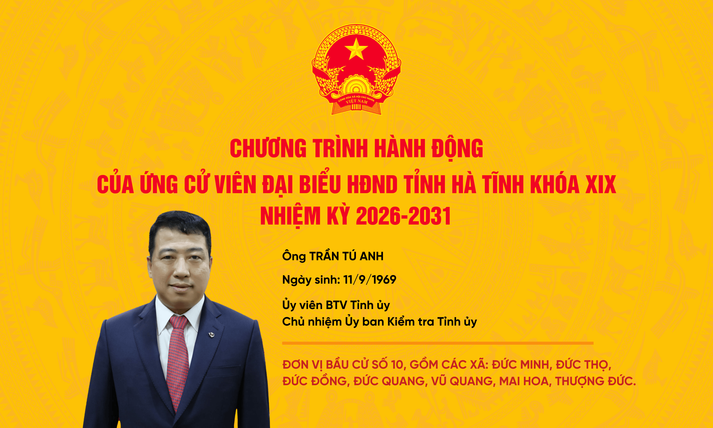 Chương trình hành động của ứng cử viên đại biểu HĐND tỉnh Hà Tĩnh khoá XIX nhiệm kỳ 2026-2031