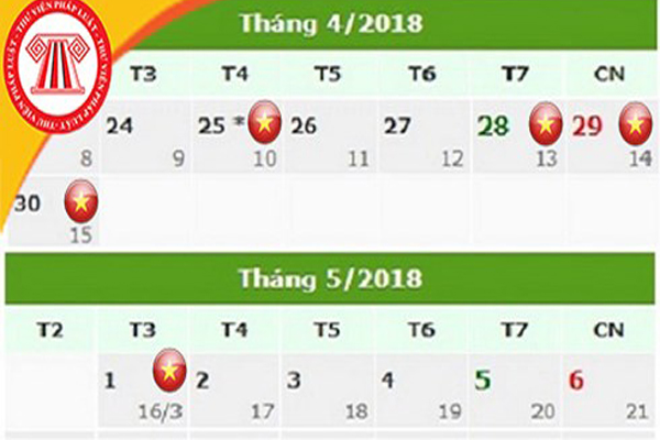 Chính thức có lịch nghỉ Giỗ Tổ Hùng Vương, 30/4 và 1/5/2018