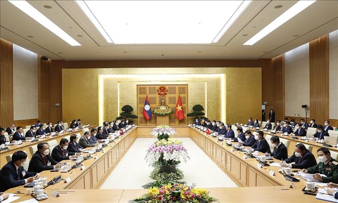 Thủ tướng Phạm Minh Chính hội đàm với Thủ tướng Lào Phankham Viphavanh