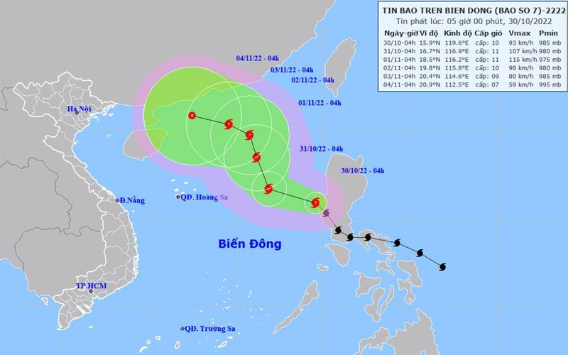 Bão Nalgae vào Biển Đông, trở thành cơn bão số 7
