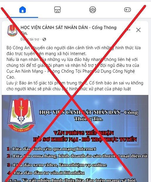 Giả mạo Facebook Học viện Cảnh sát nhân dân hỗ trợ lấy lại tiền lừa đảo
