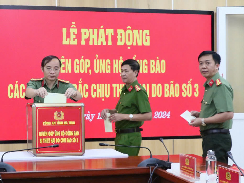 Công an Hà Tĩnh: Quyên góp, ủng hộ đồng bào ảnh hưởng thiên tai do cơn bão số 3