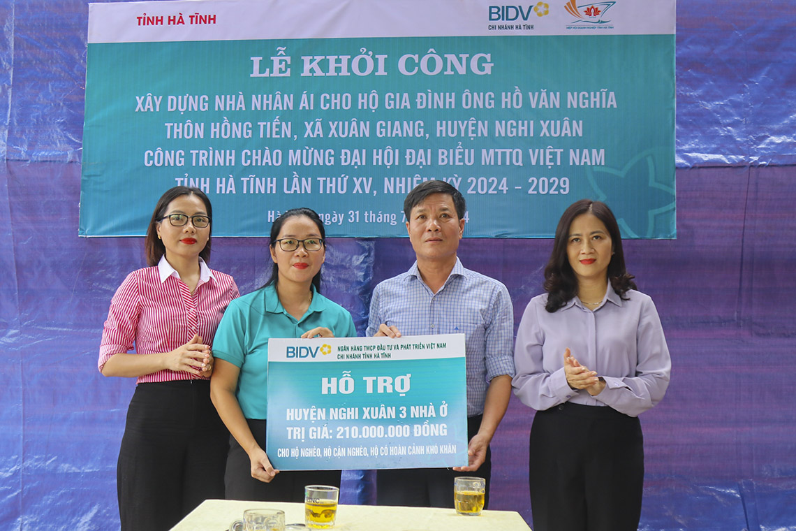 BIDV hỗ trợ xây nhà nhân ái trên địa bàn huyện Nghi Xuân