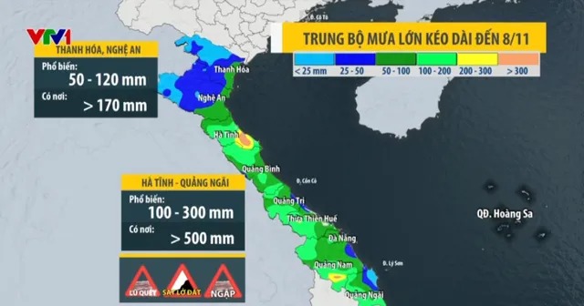 Trung Bộ mưa lớn kéo dài đến ngày 8/11, hàng loạt hồ chứa ở Hà Tĩnh xả tràn