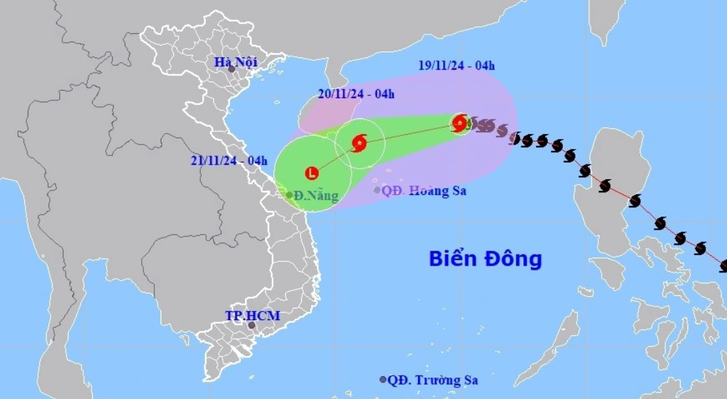 Bão số 9 giật cấp 12, cách quần đảo Hoàng Sa khoảng 200km