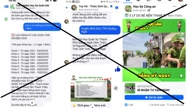Cảnh giác với trò lừa mạo danh “Học kỳ Công an”, "Trại hè Quân đội"