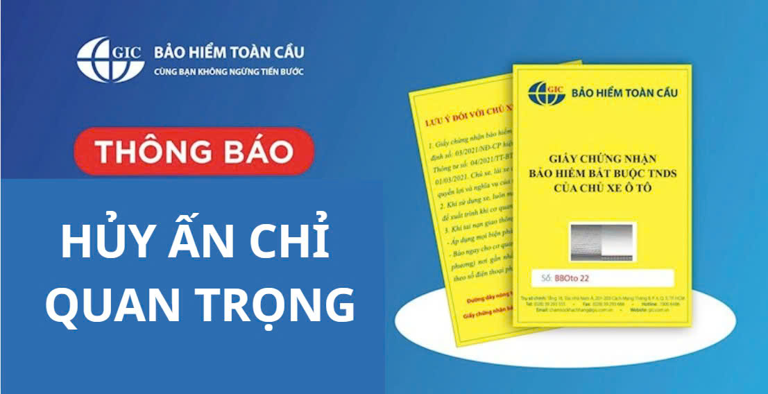 Công ty Bảo hiểm Toàn cầu Nghệ An thông báo về việc hủy ấn chỉ quan trọng