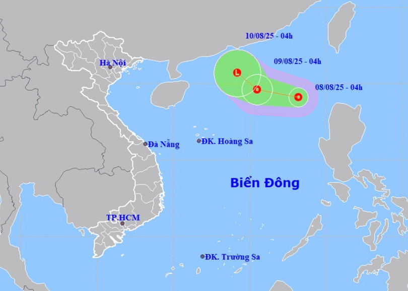 Áp thấp nhiệt đới giật cấp 8 vừa hình thành trên Biển Đông
