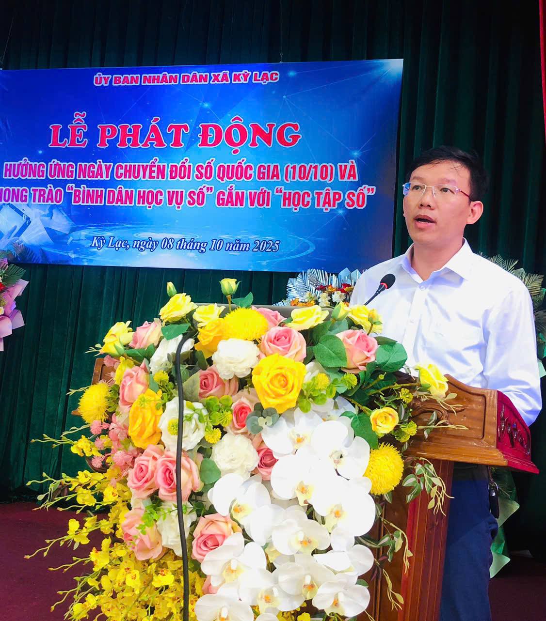 UBND xã Kỳ Lạc tổ chức Lễ phát động hưởng ứng Ngày Chuyển đổi số Quốc gia và phong trào “Bình dân học vụ số” gắn với “Học tập suốt đời”