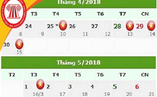 Chính thức có lịch nghỉ Giỗ Tổ Hùng Vương, 30/4 và 1/5/2018