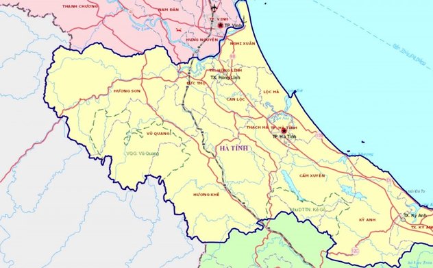 Bản đồ và địa giới hành chính Hà Tĩnh