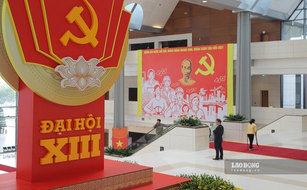 Trung tâm Hội nghị Quốc gia trước ngày khai mạc Đại hội đại biểu toàn quốc lần thứ XIII của Đảng