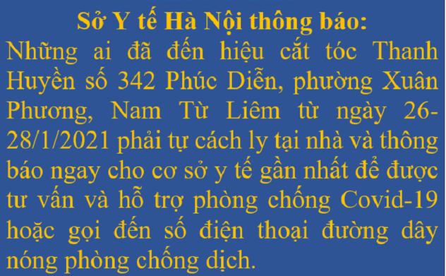 Sáng 1/2, có 2 ca mắc mới Covid-19 trong cộng đồng đều tại Hà Nội