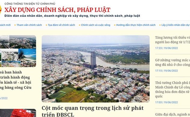 Cổng Thông tin điện tử Chính phủ ra mắt chuyên trang "XÂY DỰNG CHÍNH SÁCH, PHÁP LUẬT"