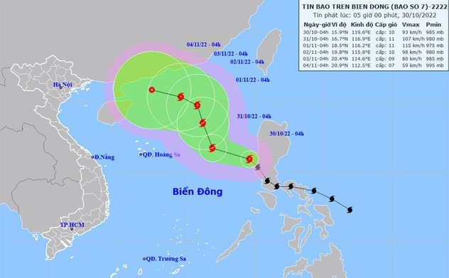 Bão Nalgae vào Biển Đông, trở thành cơn bão số 7 