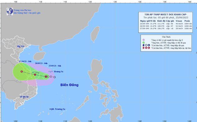 Áp thấp nhiệt đới gây mưa to ở khu vực Bắc và Trung Trung Bộ