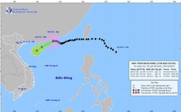Tin bão trên Biển Đông: Bão số 4 giật cấp 13 di chuyển chậm theo hướng Tây