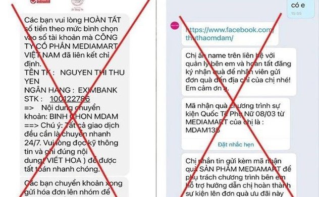 Cánh báo trò giả danh sàn thương mại điện tử, siêu thị điện máy để lừa đảo