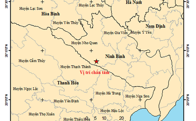 Động đất 3,4 độ Richter tại tỉnh Ninh Bình