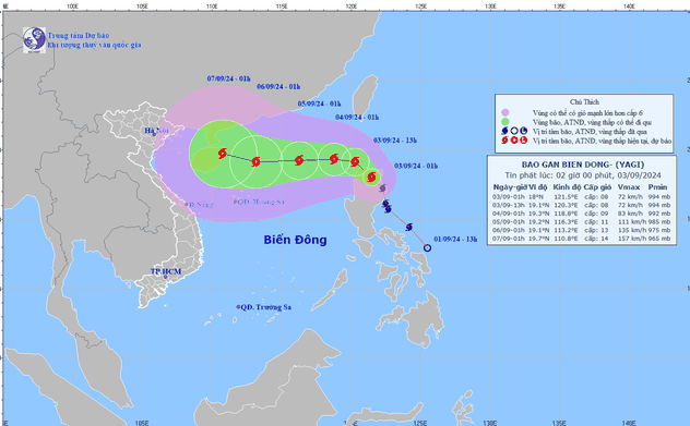 Bão YAGI giật cấp 11 đang đi vào Biển Đông 