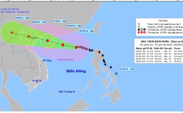 Thông tin mới về diễn biến của bão số 3
