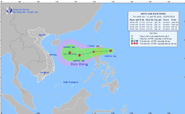 Áp thấp nhiệt đới mới sẽ mạnh lên thành bão, đi vào Biển Đông 