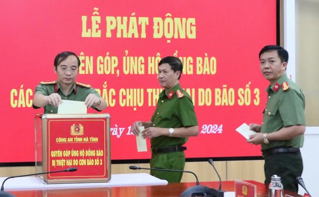 Công an Hà Tĩnh: Quyên góp, ủng hộ đồng bào ảnh hưởng thiên tai do cơn bão số 3