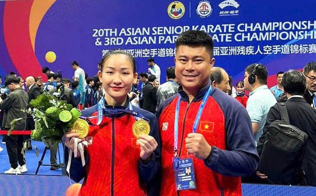 VĐV Hoàng Thị Mỹ Tâm giành 2 HCV tại giải Vô địch Karate châu Á năm 2024