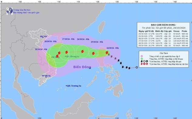 Tin bão Trà Mi mới nhất ngày 24/10